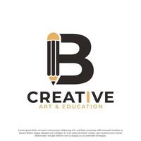 Initial Letter B with Pencil Logo Design Icon Template Element vector