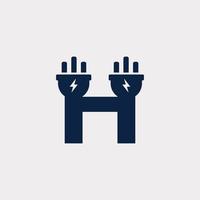 Initial Letter H Electric Icon Logo Design Element. Eps10 Vector