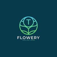 Flower Initial Letter T Logo Design Template Element. Eps10 Vector