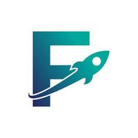 Letter F with Rocket Up and Swoosh Logo Design. Creative Letter Mark Suitable for Company Brand Identity, Travel, Start up, Logistic, Business Logo Template vector