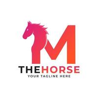 Creative Initial Letter M with Horse or Stallion Head Logo Vector Concept