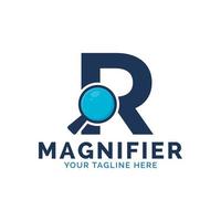 Search Logo. Letter R Magnifying Glass Logo Design vector