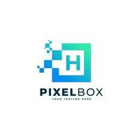 Initial Letter H Digital Pixel Logo Design. Geometric Shape with Square Pixel Dots. Usable for Business and Technology Logos vector