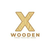 Letter X with Wooden Texture Logo. Usable for Business, Architecture, Real Estate, Construction and Building Logos vector