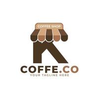 Hora de cafe. ilustración de vector de logotipo de cafetería de letra inicial moderna k