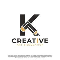 Initial Letter K with Pencil Logo Design Icon Template Element vector