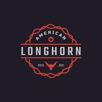 Classic Vintage Retro Label Badge for Texas Longhorn Western Bull Head Family Countryside Farm Logo Design Inspiration vector