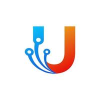 Initial Letter U Technology Logo Design Template Element vector