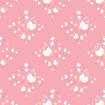 pastel unicorn in square shape seamless background for fabric pattern vector