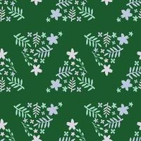 cute leaf and flower in triangle shape seamless for fabric pattern in green color vector