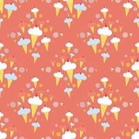 sweet ice cream and polka dot seamless background for fabric pattern vector