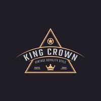 Classic Vintage Retro Label Badge for Luxury Golden King Crown Royal Logo Design Inspiration vector