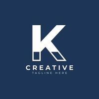 Creative Initial Letter K Logo Design. White Shape Circle Line Style. Usable for Business and Branding Logos. Flat Vector Logo Design Ideas Template Element.