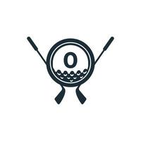 Golf Sport Logo. Number 0 for Golf Logo Design Vector Template. Eps10 Vector