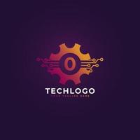 Technology Number 0 Gear Logo Design Template Element. vector