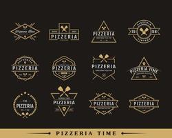 Set of Vintage Classic Emblem Badge Spatula Pizza Pizzeria Logo Design Inspiration vector