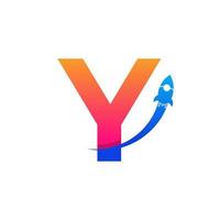 Initial Letter Y with Rocket Logo Icon Symbol. Good for Company, Travel, Start up and Logistic Logos vector