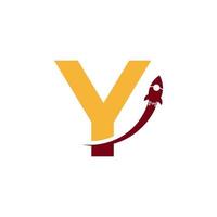 Initial Letter Y with Rocket Logo Icon Symbol. Good for Company, Travel, Start up and Logistic Logos vector