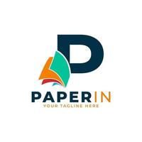 Modern Simple Letter P with Paper Logo Design Template vector