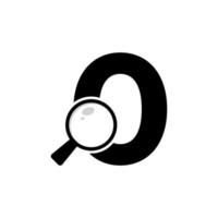 Search Logo. Number 0 Magnifying Glass Logo Design vector