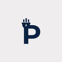 Initial Letter P Electric Icon Logo Design Element. Eps10 Vector