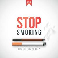 Stop smoking banner with 3D realistic cigarettes vector