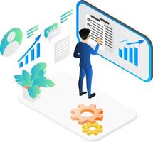 Isometric style illustration of checking valid data vector