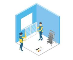 Illustration of a carpenter at work vector