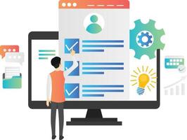 Isometric style illustration of checking valid data vector