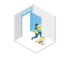 Illustration of a carpenter at work vector