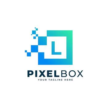 Initial Letter L Digital Pixel Logo Design. Geometric Shape with Square Pixel Dots. Usable for Business and Technology Logos vector