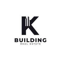 Real Estate Icon. Letter K Construction with Diagram Chart Apartment City Building Logo Design Template Element vector