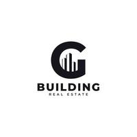 Real Estate Icon. Letter G Construction with Diagram Chart Apartment City Building Logo Design Template Element vector