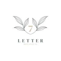 Number 7 Floral and Botanical Logo. Nature Leaf Feminine for Beauty Salon, Massage, Cosmetics or Spa Icon Symbol vector