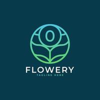 Flower Number 0 Logo Design Template Element. Eps10 Vector