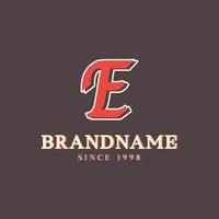 Retro Letter E Logo in Vintage Western Style with Double Layer. Usable for Vector Font, Labels, Posters etc