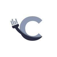 Letter C Brush and Paint with Minimalist Design Style vector