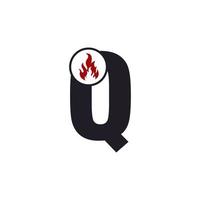 Initial Letter Q with Flame Fire Logo Design Inspiration vector