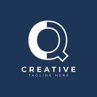 Creative Initial Letter Q Logo Design. White Shape Circle Line Style. Usable for Business and Branding Logos. Flat Vector Logo Design Ideas Template Element.