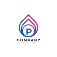 Initial Letter P with Oil and Gas Logo Design Inspiration vector