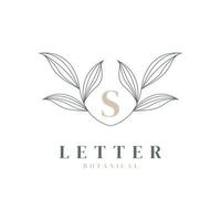 logotipo floral y botánico de la letra inicial s. hoja de naturaleza femenina para salón de belleza, masajes, cosméticos o símbolo de icono de spa vector