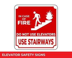 In Case of Fire Use Stairs Do Not Use Elevators Sign with Warning Message for Industrial Areas, Easy To Use And Print Design Templates vector