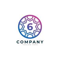 Number 6 Inside Circle Shape Logo Design Template Element vector