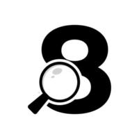 Search Logo. Number 8 Magnifying Glass Logo Design vector