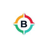 Colorful Letter B Inside Compass Logo Design Template Element vector