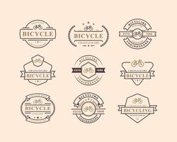 conjunto de placa retro vintage para reparación de bicicletas y servicios símbolo de diseño de emblema de logotipo de tienda vector
