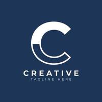 Creative Initial Letter C Logo Design. White Shape Circle Line Style. Usable for Business and Branding Logos. Flat Vector Logo Design Ideas Template Element.