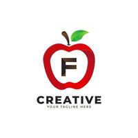 Letter F logo in fresh Apple Fruit with Modern Style. Brand Identity Logos Designs Vector Illustration Template