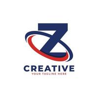 Corporation Letter Z Logo With Creative Circle Swoosh Orbit Icon Vector Template Element in Blue and Red Color.