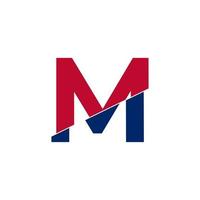 Initial Letter M Blue and Red Logo. Geometric Shapes Cut Style isolated on White Background vector